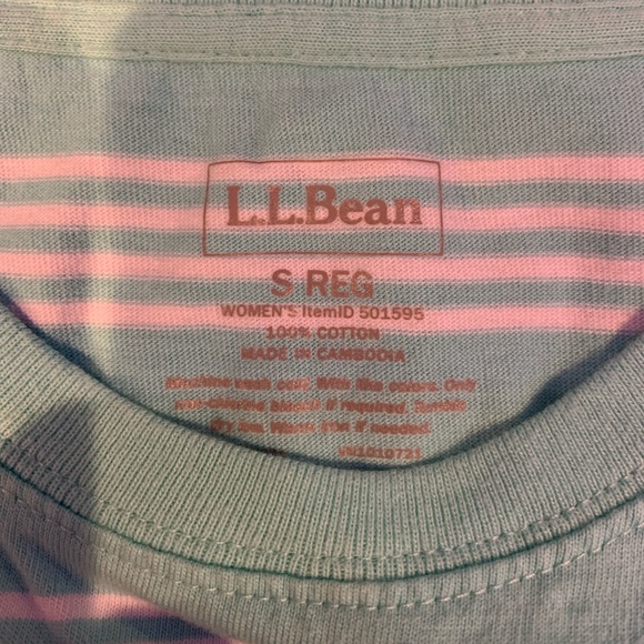 L.L Bean mint green striped tee - Picture 5 of 5